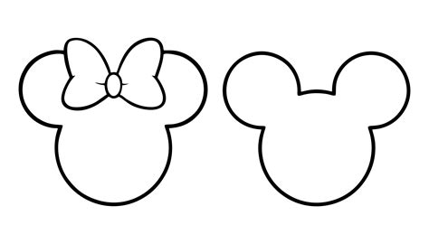 mickey and minnie mouse ears with a bow on each one's head coloring page