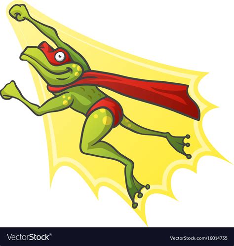 Cartoon frog superhero Royalty Free Vector Image