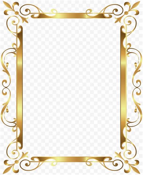 Gold Border Frame Deco Transparent Clip Art Image - Gold Frame Clip Art PNG - picture frames ...