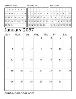 Download 2087 Printable Calendars