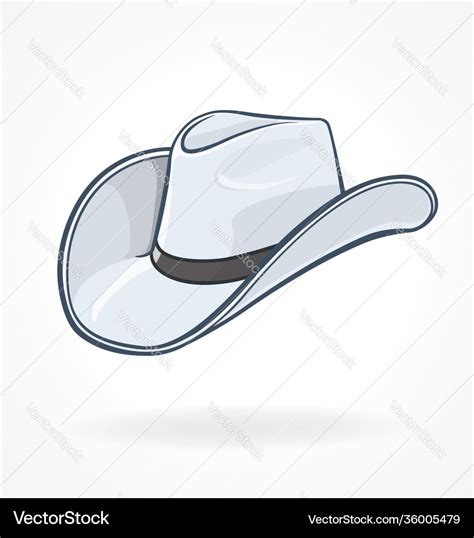 Cowboy stetson hat white Royalty Free Vector Image