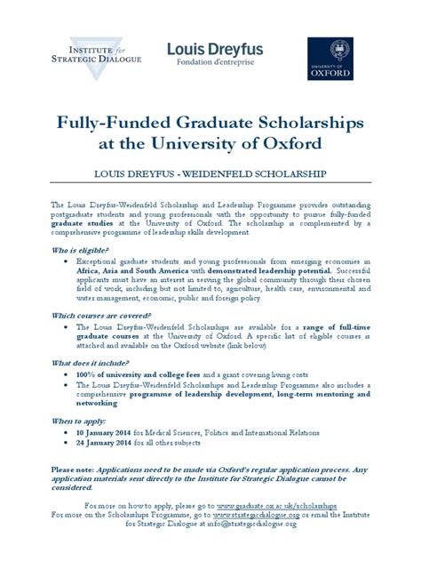 Scholarships University of Oxford | Master Of Science | Postgraduate ...