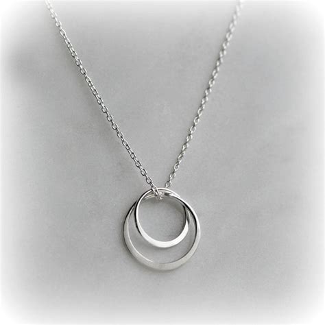 Silver Circles Necklace Double Circle Necklace Sterling - Etsy