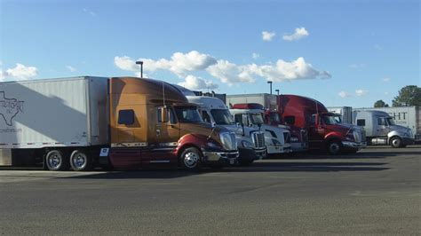 Semi Trucks Parked At Truck Stop Stock Video 12312021 | HD Stock Footage