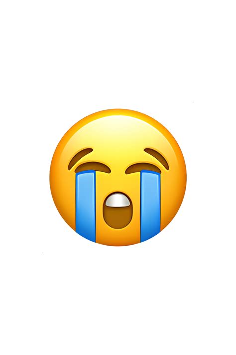 The 😭 Loudly Crying Face emoji depicts a yellow face with closed eyes and a wide open mouth ...