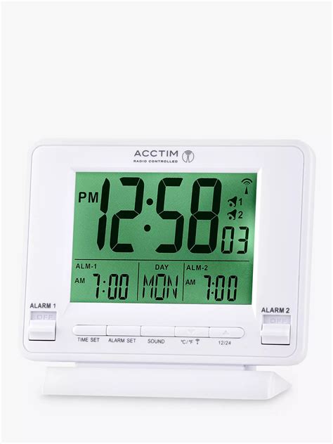 Acctim Delaware Couples Radio Controlled LCD Digital Alarm Clock, White ...