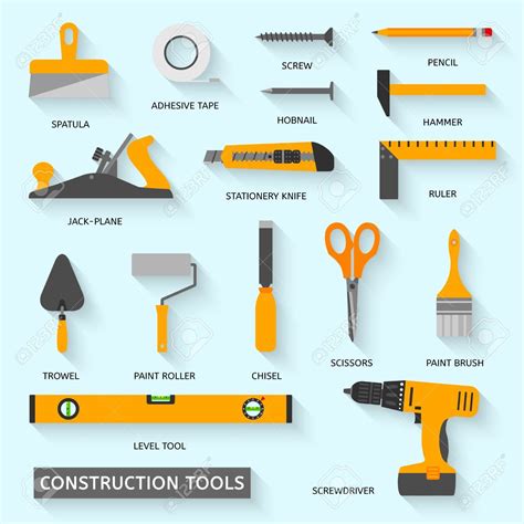 Construction Tools Vector Icons Set. Hand Equipment Collection.. Royalty Free Cliparts, Vecto ...