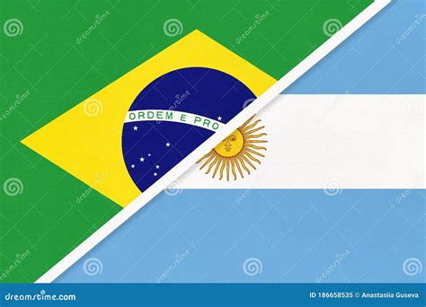 Brazil and Argentina, Symbol of Two National Flags from Textile. Championship between Two ...