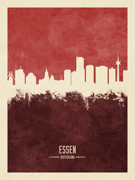 Essen Skyline Essen Cityscape Germany Watercolor Art Print - Etsy