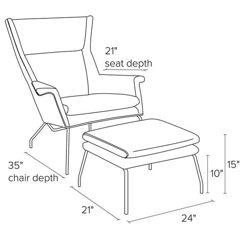 the chair and ottoman are shown with measurements