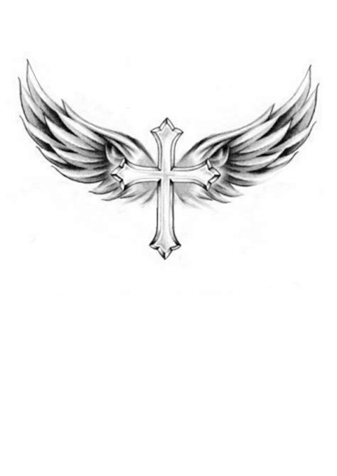 Angel Wings Tattoo Stencil, Cross With Wings Tattoo, Small Cross Tattoos, Cross Tattoo For Men ...