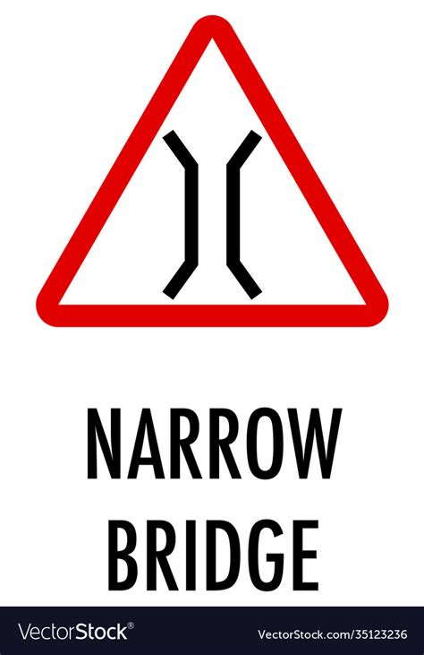 Narrow bridge sign on white background Royalty Free Vector