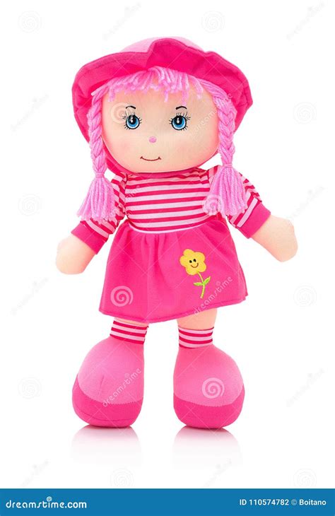 Pinky Plushie Doll Isolated On White Background With Shadow Reflection ...