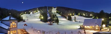 Aerial view of Ski Sundown mountain and trails at night