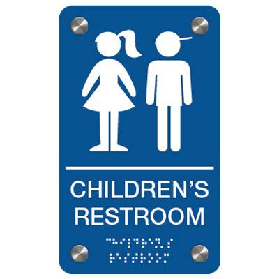 Children's Restroom - ADA Braille Restroom Signs w Boy/Girl Symbols | Emedco