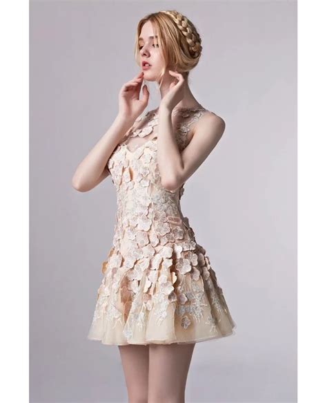 Beautiful Floral Appliques Short Tulle Party Dress