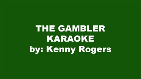 Kenny Rogers The Gambler Karaoke - YouTube