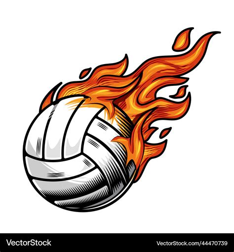 Volleyball On Fire Drawing