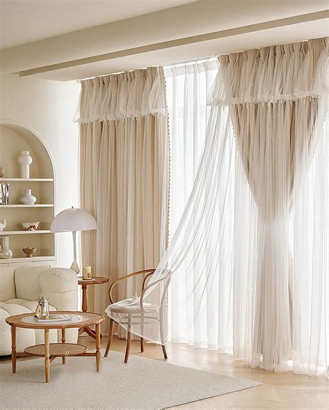 Double Layer Retro Ruffle Sheer Curtain With Blackout Curtain - Etsy