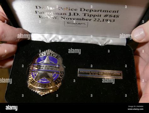 In this Thursday, Oct. 31, 2013 photo, a Dallas Police Department memorial badge for patrolman J ...