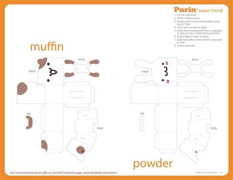 POMPOMPURIN Friends Muffin & Powder Printable Paper Friends in 2022 ...