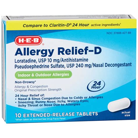 H-E-B Allergy Relief-D 24 Hour Extended Release Tablets - Shop Sinus ...