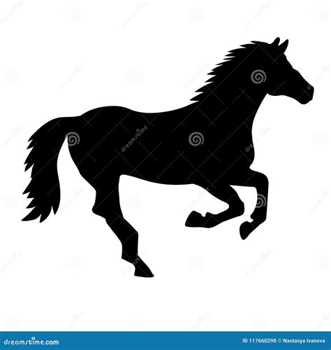 Galloping horse silhouette stock vector. Illustration of horse - 117660298