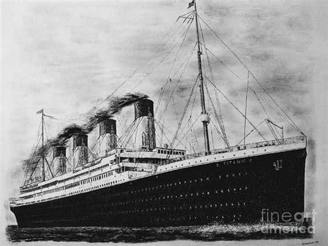 Titanic in black and white Drawing by Michael McCormack - Fine Art America