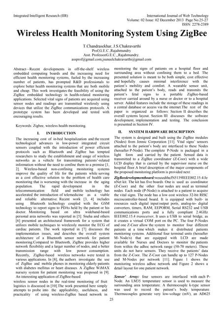 Wireless Health Monitoring System Using ZigBee | PDF