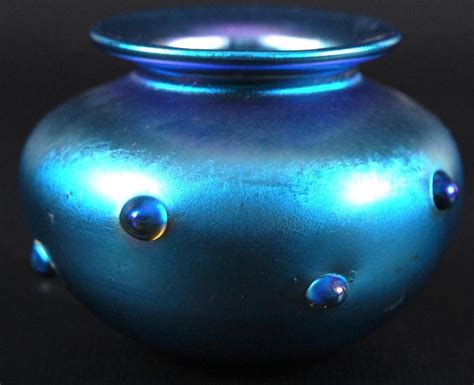 Sold at Auction: Antique Tiffany Blue Iridescent Art Glass Toothpick Holder