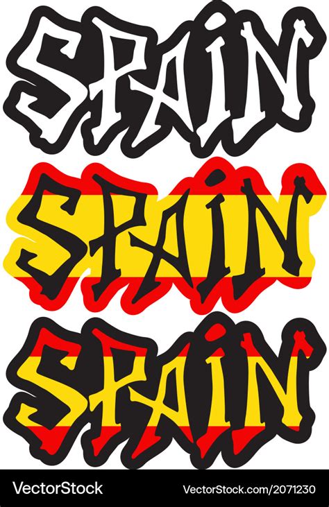 Spain word graffiti different style Royalty Free Vector