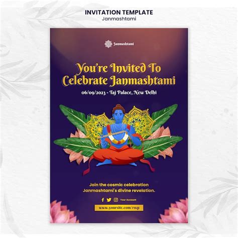 Free PSD | Janmashtami celebration invitation template