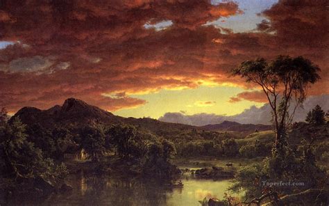 A Country Home scenery Hudson River Frederic Edwin Church Painting in Oil for Sale