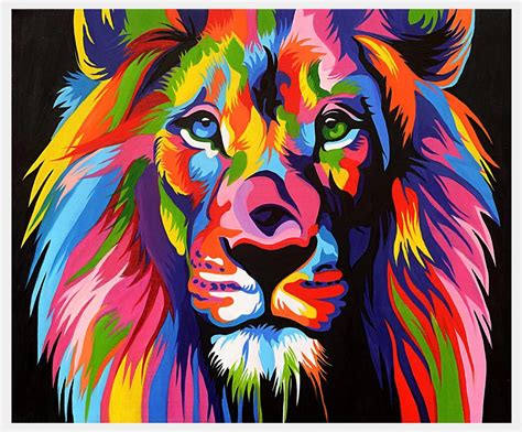 Prints Art Modern Animal Abstract Lion Colorful Painting Canvas Art HD ...