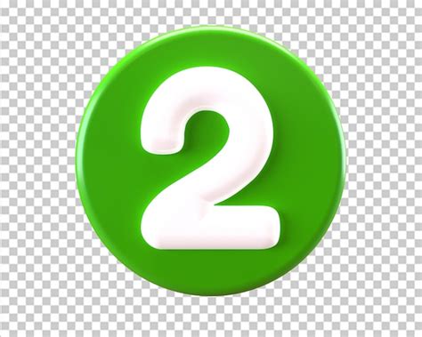 Premium PSD | Number 2 on green circle 3d render