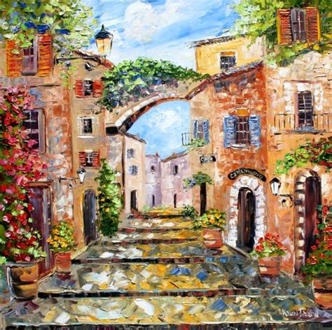 Contemporary Painting - "Tuscan Village" (Original Art from Karens Fine Art)