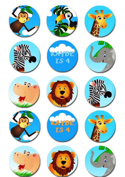 Jungle Animal Safari Edible Cupcake Toppers – Deezee Designs