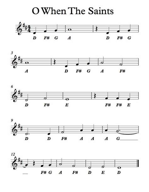 Free Sheet Music - O When The Saints with Letter Names. Enjoy! | Elle piano | Pinterest | Free ...