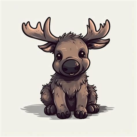 Premium AI Image | Cute Baby Moose On White Background Logo Digital Art Generative AI