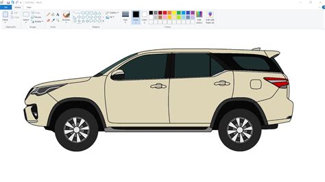 How To Draw Toyota Fortuner Car On Computer Using Ms Paint Car Drawing ...