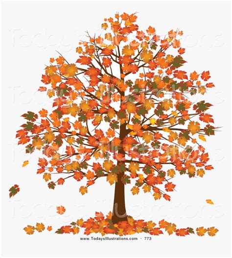 Fall Tree Clipart Of With Vibrantly Colored Orange - Fall Trees Clip Art, HD Png Download - kindpng