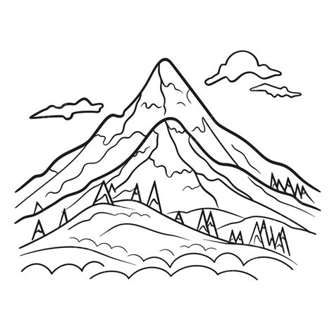 Simple Mountain Line Drawing Outline Sketch Vector, Mountain Drawing, Wing Drawing, Mountain Pic ...