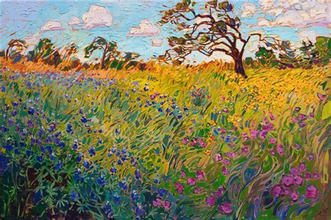 Texas bluebonnets wildflowers oil painting for sale by landscape impressionist Erin Hanson