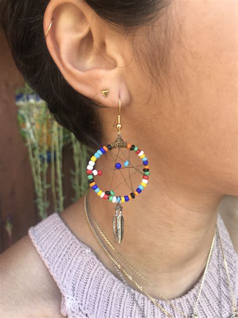 Vintage Colorful Seed Beaded Dream Catcher Earrings | Brooklyn Charm