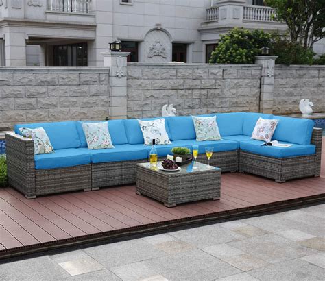 Tribesigns 7 Piece Outdoor Patio Furniture Sets, Extra Large Size Wicker Rattan Sectional ...