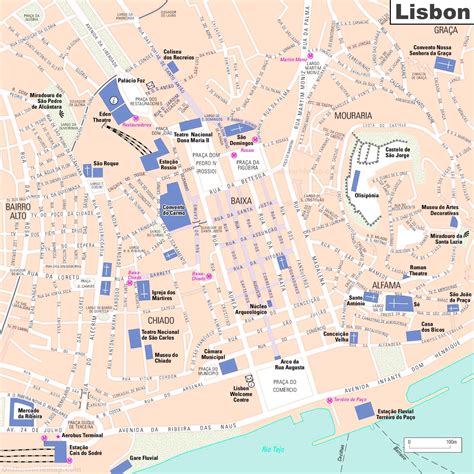 Tourist Map of Lisbon City Centre - Ontheworldmap.com