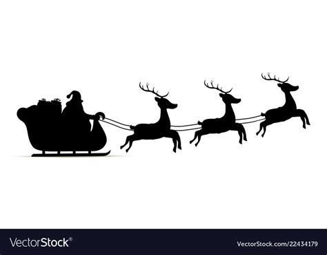 Silhouette sleigh reindeers of santa claus Vector Image