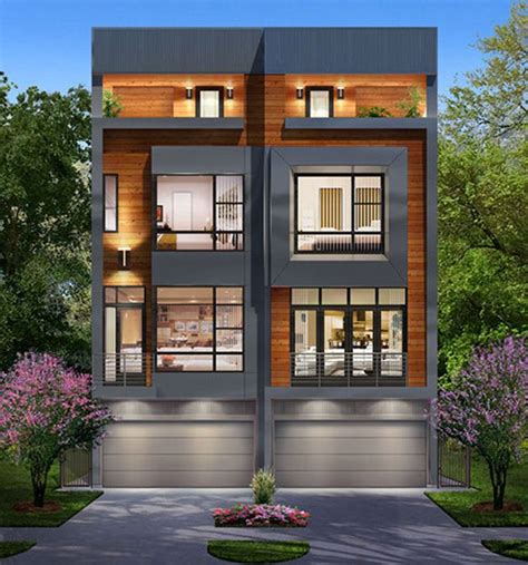 3 1/2 Story Duplex Townhouse Plan E4050 | Townhouse design, Townhouse ...