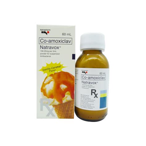 NATRAVOX Co-Amoxiclav 156.25 mg / 5mL (125mg / 31.25mg per 5mL) Powder for Suspension 60mL ...