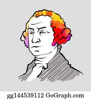 1 George Washington Colorful Hair Vector Drawing Clip Art | Royalty Free - GoGraph